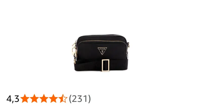 Stylowa, czarna mini torebka Guess z logo marki i złotymi detalami. Idealna na co dzień.