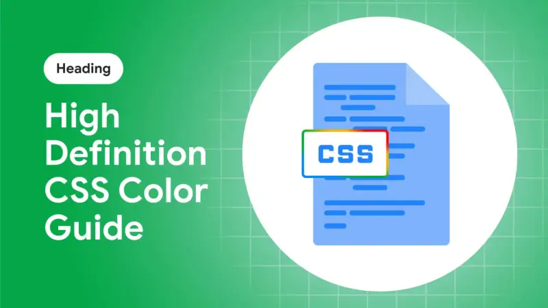 Przewodnik po kolorach CSS, z tekstem "CSS" w ramce z kolorami RGB.