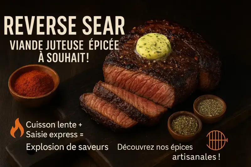 Un steak tendre et juteux, cuit à la perfection, garni de beurre aux herbes. Accompagné de paprika et d'épices pour une explosion de saveurs.
