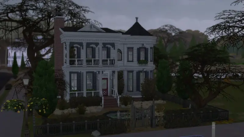 Witaj w The Sims 4 nawiedzony dom, gdzie strach czai się za każdym rogiem. Ta posiadłość wygląda jak z koszmaru, z mrocznymi drzewami i opuszczonym ogrodem.