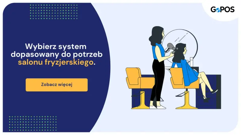System dopasowany do potrzeb salonu fryzjerskiego. Stylistka suszy włosy klientce.