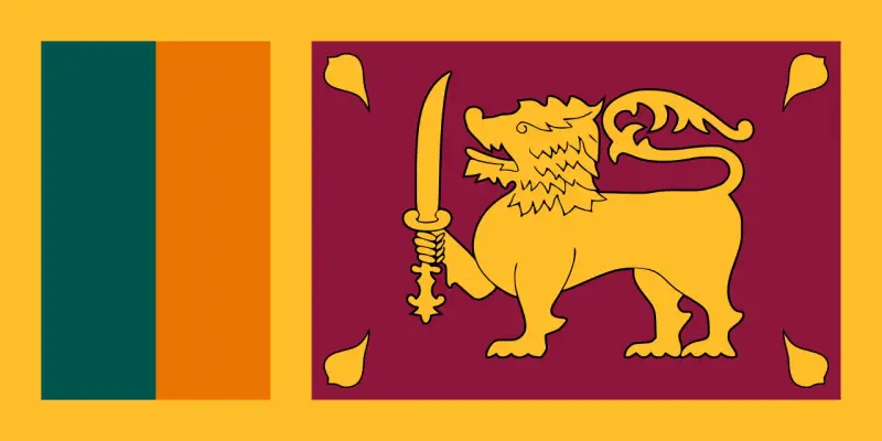 Flaga Sri Lanki z lwem i mieczem. Planujesz podróż? Sprawdź, czy potrzebna jest wiza Sri Lanka.