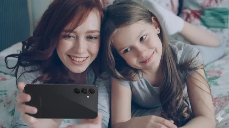 Mama i córka robią selfie telefonem. Od ilu lat można mieć telefon? Odpowiedź zależy od rodziców i dziecka.