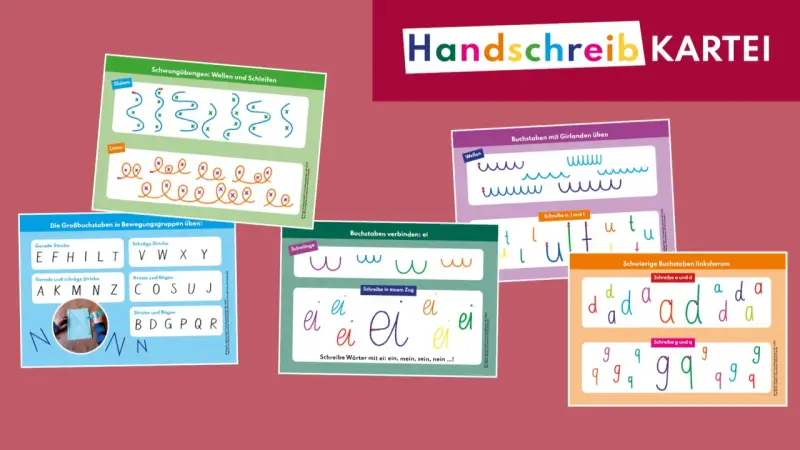 Übungsblätter für die buchstabeneinführung handlungsorientiert: Wellen, Schleifen, Buchstaben verbinden und schwierige Buchstaben üben.