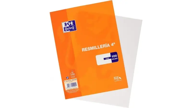 Resmilllería Oxford 4º, tamaño 15,5x21,5 cm, 100 hojas lisas. El tamaño de medio folio es 15,5x21,5 cm.