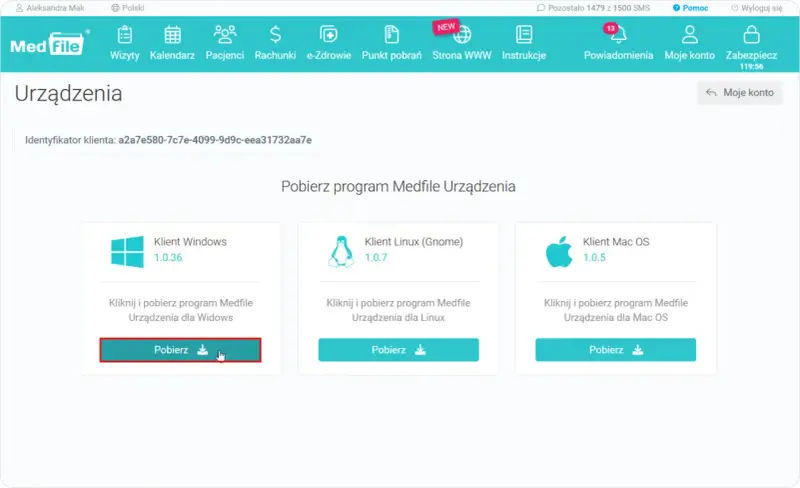 Pobierz program Medfile Urządzenia dla Windows, aby sprawdzić historię drukowania. Dostępne są też wersje dla Linux i Mac OS.