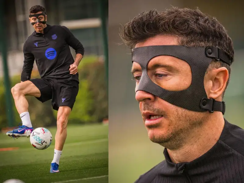 Robert Lewandowski w masce podczas treningu. Czy to odpowiedź na pytanie dlaczego lewandowski gra w masce?