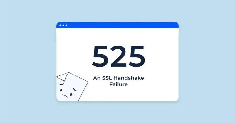 525: Ein trauriges Blatt Papier zeigt einen SSL Handshake Failure.