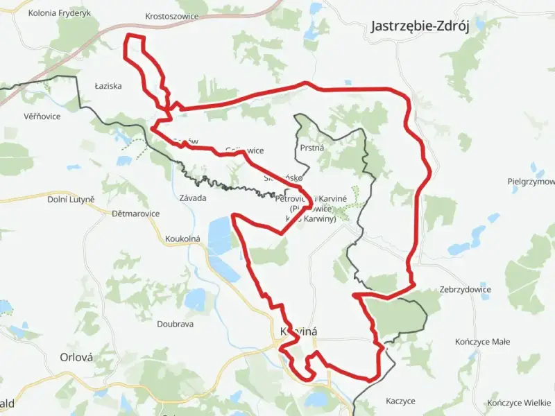 Trasa rowerowa przez Łaziska, Petrovice i Karvinou, idealna na turystykę rowerową.