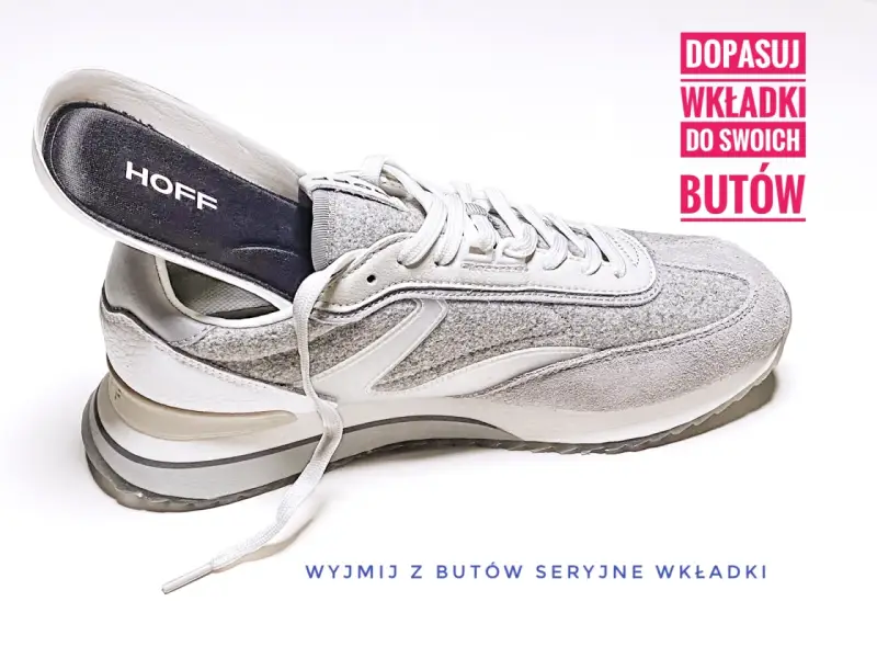 Szare buty sportowe z wyjętą wkładką HOFF. Idealne, gdy szukasz odpowiedzi na pytanie: jakie buty na ostrogi piętowe?