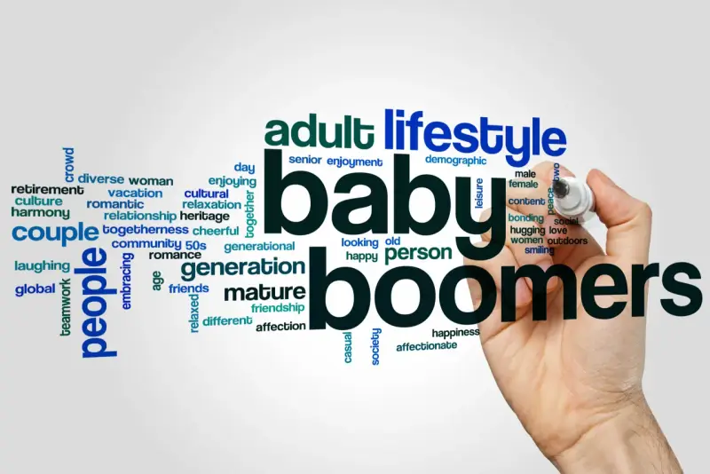 Słowa kluczowe związane z pokoleniem baby boomers: dorosły, styl życia, pokolenie, szczęście, relaks, rodzina, przyjaźń, miłość, wspólnota.