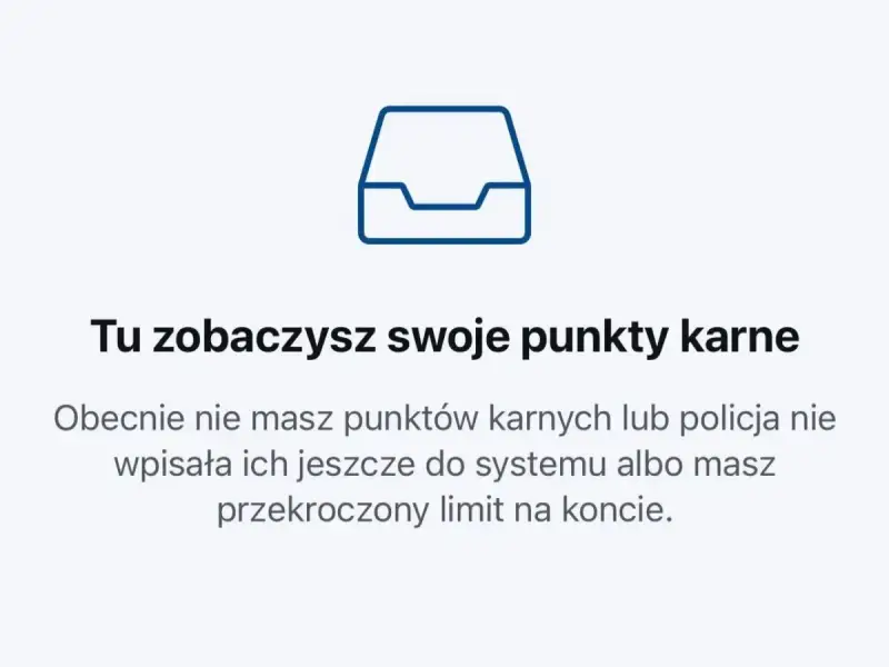 Ikona folderu i tekst: "Tu zobaczysz swoje punkty karne". Informacja, że punkty karne kasują się po pewnym czasie lub gdy przekroczono limit.