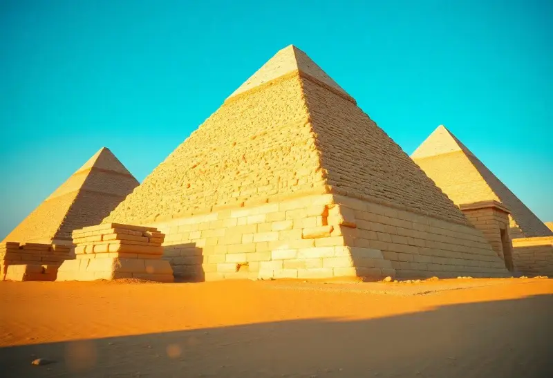 Majestätische Pyramiden in Ägypten, im warmen Licht der Wüstensonne.