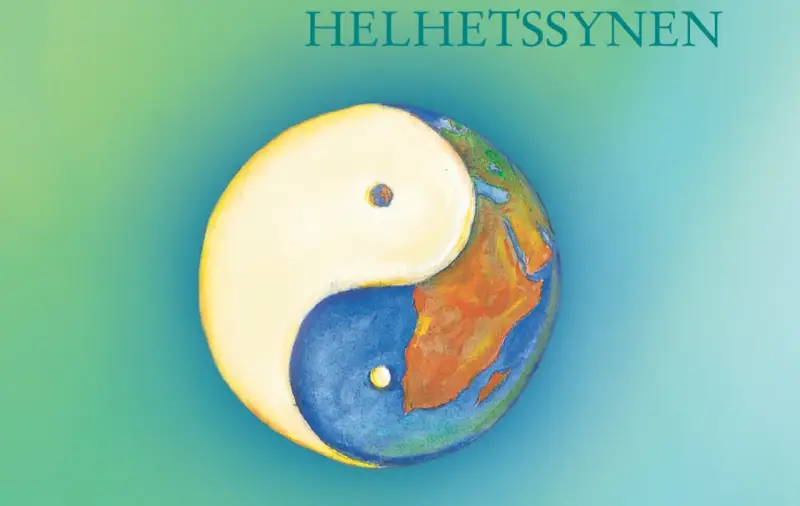 Jordklotet format som en yin yang-symbol, med texten "HELHETSSYNEN" ovanför.