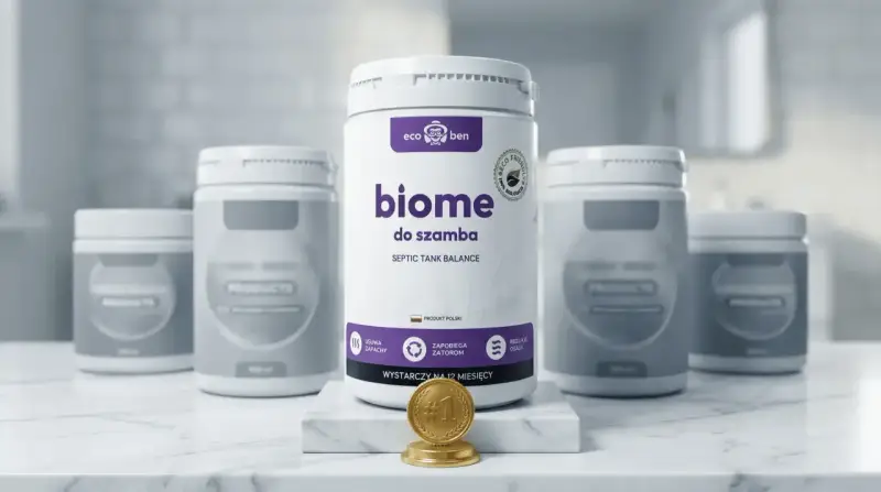 Tabletki do szamba "biome" od ecoben – polski produkt, który usuwa zapachy, zapobiega zatorom i osadom. Wystarcza na 12 miesięcy.