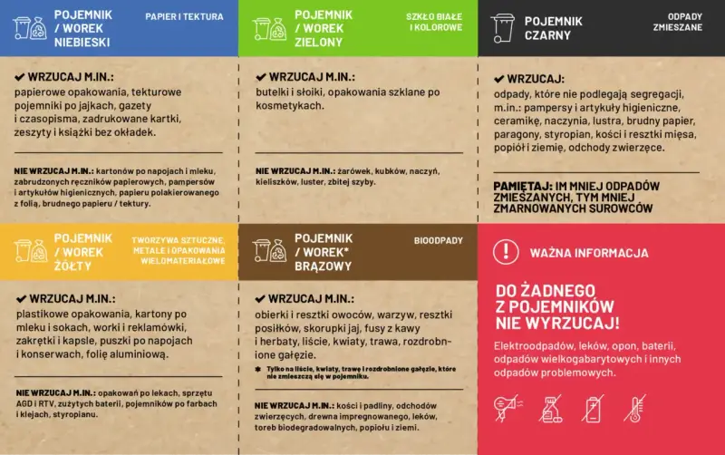 Segregacja odpadów: nie wyrzucaj odpadów zmieszanych w workach, bo to marnowanie surowców.