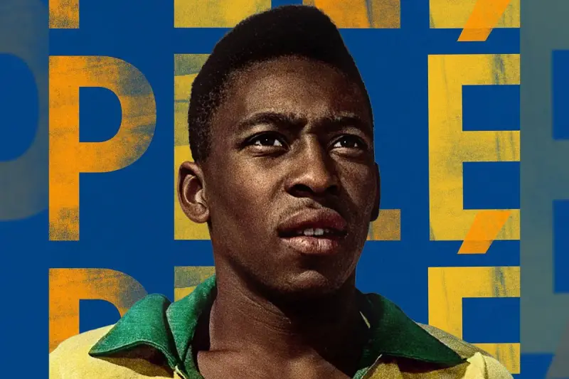 Portret młodego Pelé, legendy futbolu, który grał w klubach Santos FC i New York Cosmos.