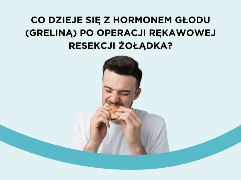 Mężczyzna z grymasem na twarzy gryzie kanapkę. Czy po operacji rękawowej i resekcji żołądka zmienia się poziom greliny?