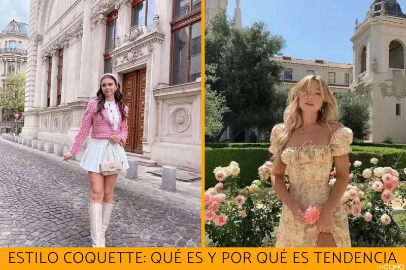 Dos mujeres con un estilo coquette: una con traje rosa y falda blanca, la otra con vestido floral.