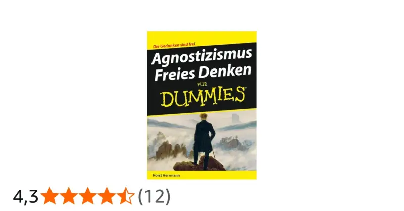 Buchcover "Agnostizismus Freies Denken für Dummies". Ein Mann steht auf einem Felsen und blickt in eine nebelverhangene Landschaft.