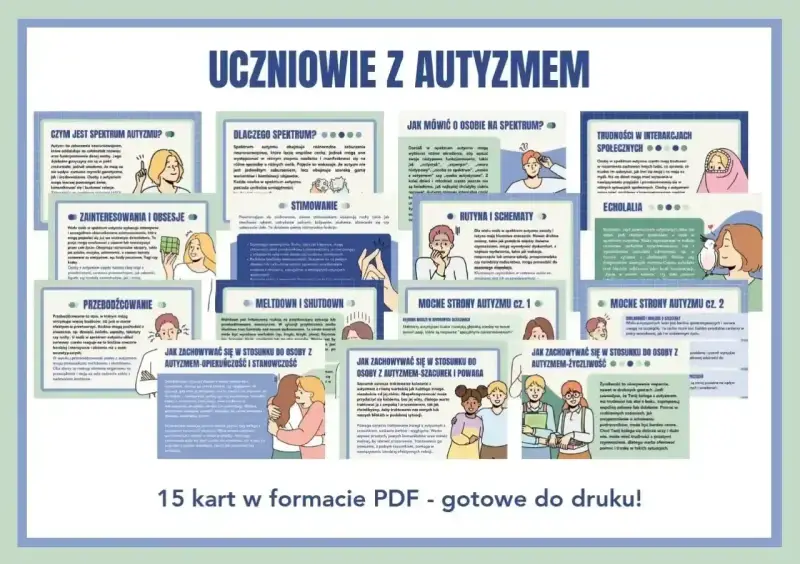 Echolalia, czyli powtarzanie usłyszanych słów, to jedna z cech spektrum autyzmu. Obrazek pokazuje, jak to może wyglądać.