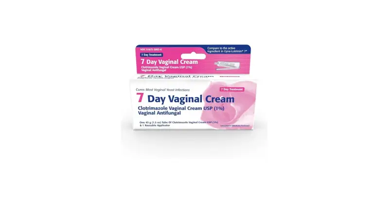 Opakowanie kremu dopochwowego Clotrimazole Vaginal Cream USP (1%) na 7 dni leczenia.
