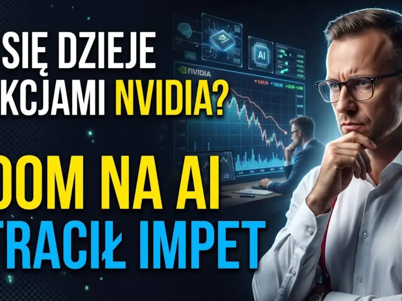 Analiza nvda notowań: czy boom na AI stracił impet? Mężczyzna w okularach analizuje wykresy giełdowe.