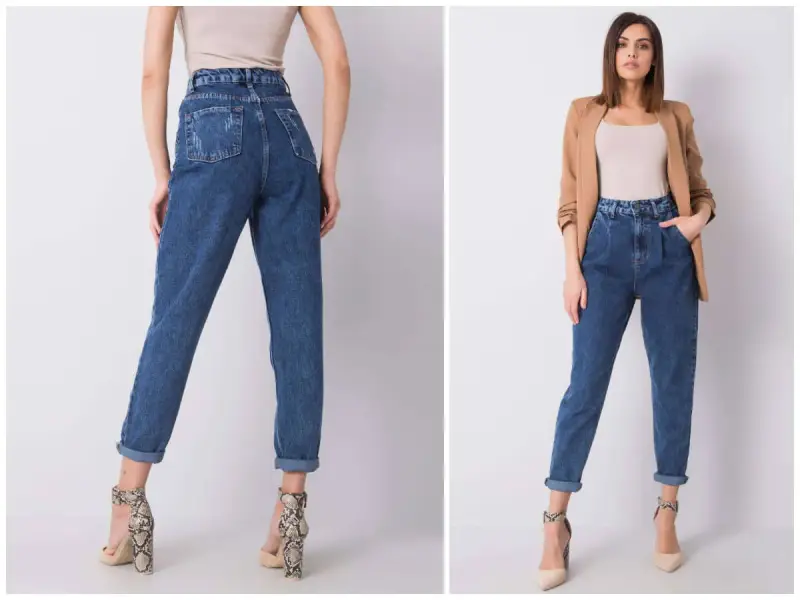 Spodnie mom fit dla każdej kobiety ceniącej wygodę i styl. Model z wysokim stanem i przetarciami.