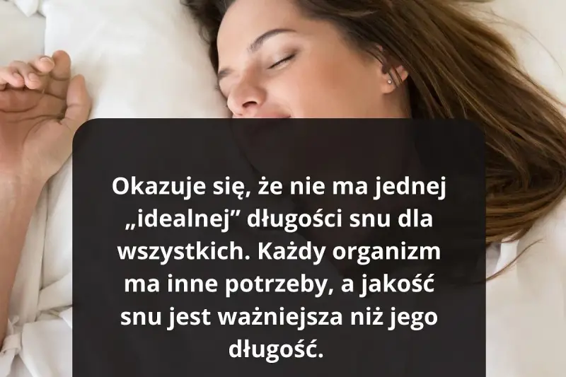 Kobieta śpi, choć tekst sugeruje, że walka z **insomnią** jest złożona, bo liczy się jakość snu, nie tylko jego długość.