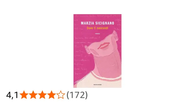 Book cover for "Dove ti nascondi" by Marzia Sicignano, featuring a pink illustration of a face and handwritten text.