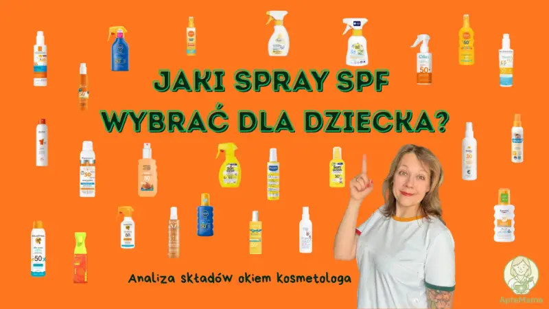 Kobieta analizuje składy kosmetyków z filtrem SPF, w tym Kolastyna, by wybrać najlepszy dla dziecka.
