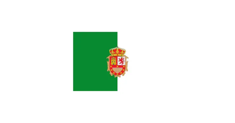 Zielona flaga z herbem, symbolizująca Fuerteventurę.