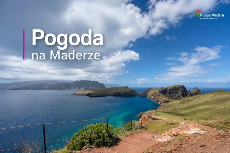 Piękna pogoda na Maderze, Portugalia. Widok na skaliste wybrzeże i turkusowe morze.