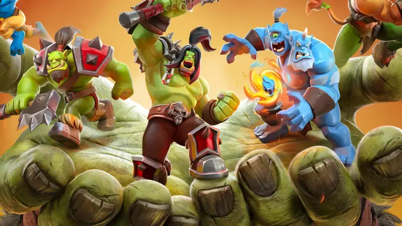 Orkowie i niebiescy giganci walczą w grze Warcraft Rumble. Zbliża się epicka bitwa!