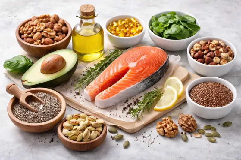 Łosoś, orzechy, siemię lniane, nasiona chia i awokado to produkty, w czym jest omega 3.