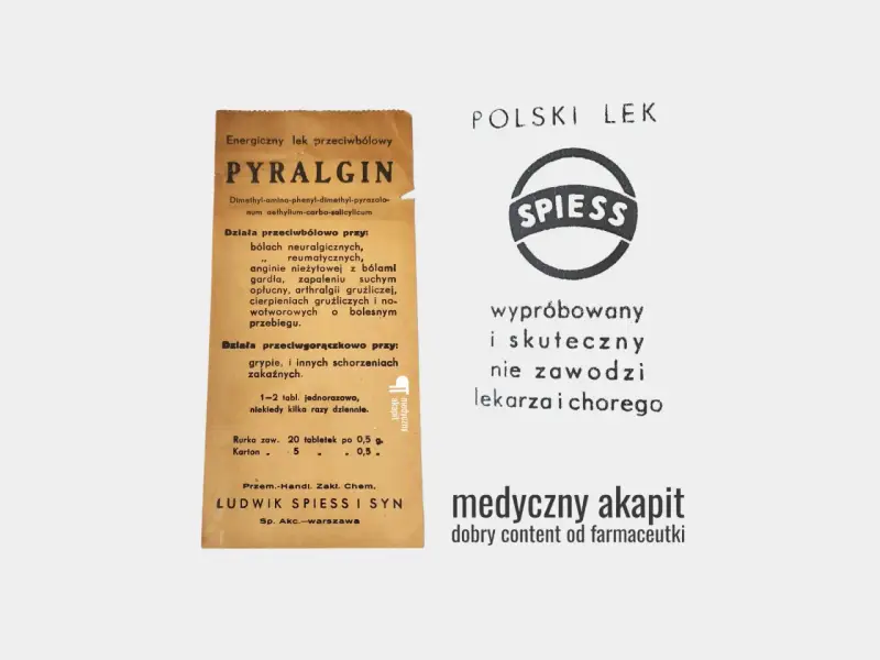 Pyralgina na bóle neuralgiczne, reumatyczne, anginy, grypy. Lek skuteczny, nie zawodzi lekarza i chorego.