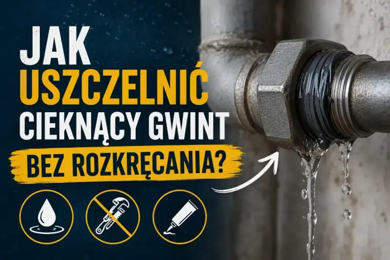 Jak uszczelnić cieknącą rurę wodną bez rozkręcania? Widok na metalowe połączenie rur z widocznym wyciekiem wody.