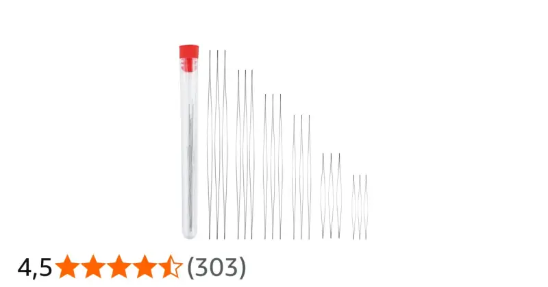 Set di aghi per perline di varie lunghezze, ideali per infilare perle con precisione.