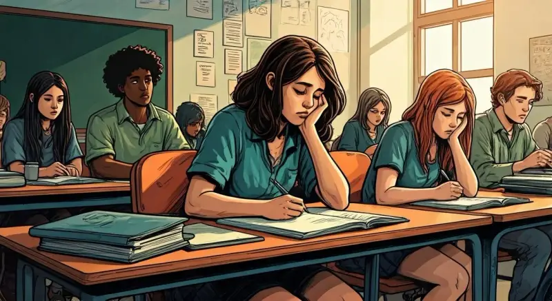 Schülerinnen und Schüler konzentriert bei ihrer Projektarbeit in der Schule.