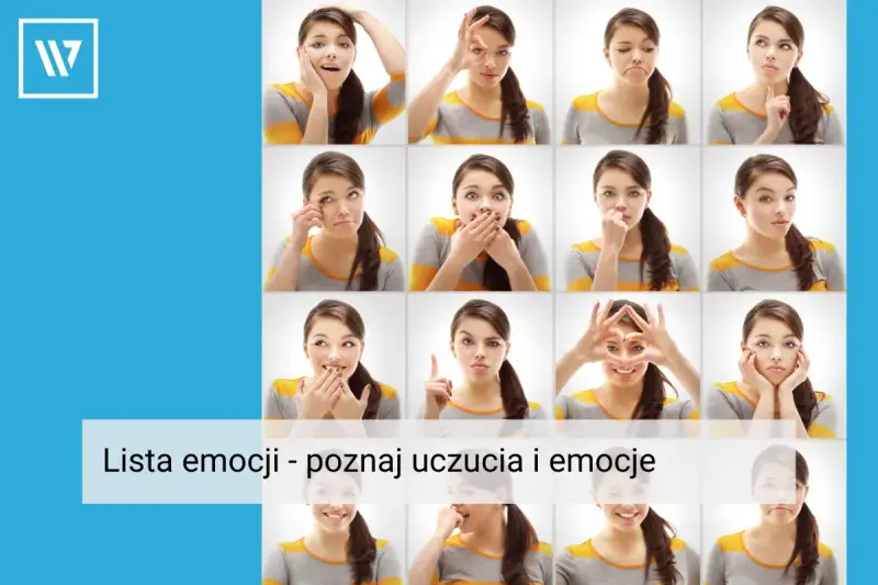 Szesnaście twarzy wyrażających różne emocje: radość, smutek, zdziwienie, złość. Poznaj bogactwo ludzkich emocji.