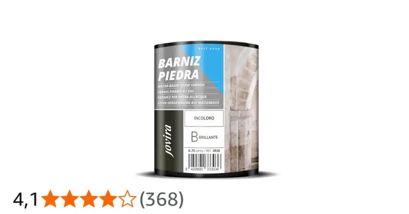 Barniz para piedra Jovira, incoloro y brillante, base agua. Protege y embellece superficies de piedra.