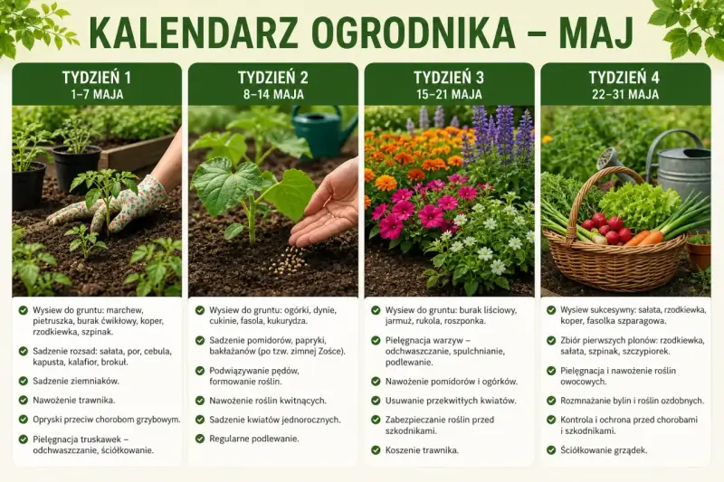 Maj to idealny czas, by siać warzywa liściaste, zioła i kwiaty. Kalendarz ogrodnika podpowiada, co siać w maju, by cieszyć się obfitymi plonami.