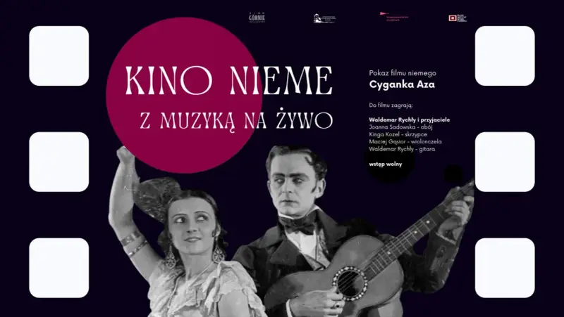 Objazdowe nieme kino "Cyganka Aza" z muzyką na żywo. Waldemar Rychły i przyjaciele akompaniują filmowi.