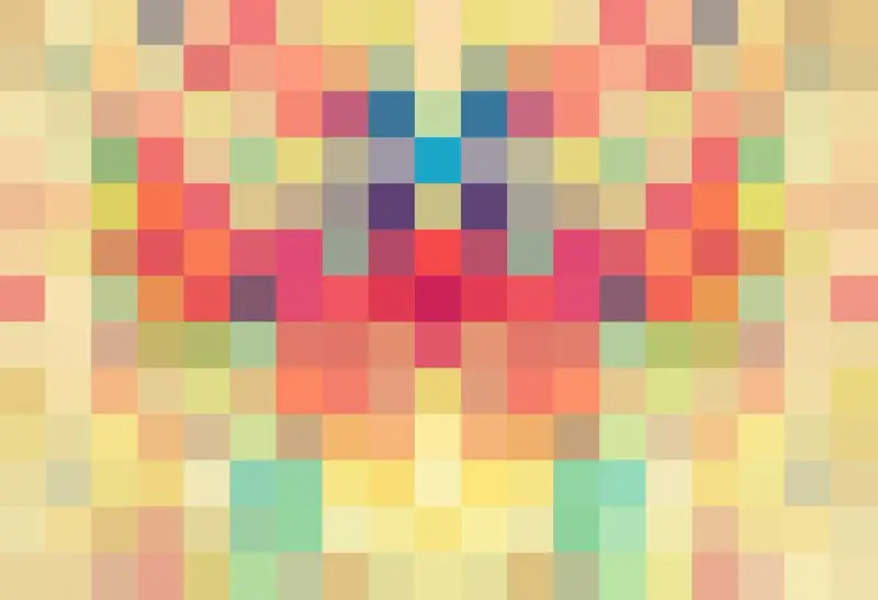 Schema di pixel colorati, un'immagine sgranata che evoca un senso di nostalgia e mistero, come un ricordo sfocato.