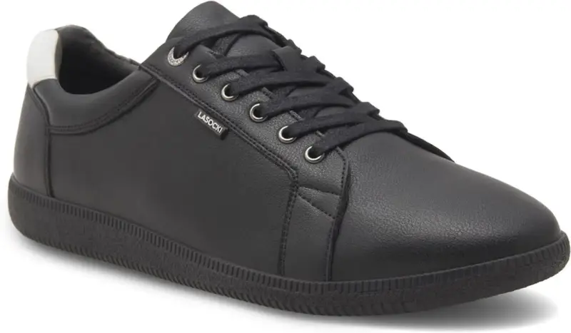 Czarny, skórzany męski sneaker Lasocki. Idealny do sprawdzenia w tabeli rozmiarów męskie.