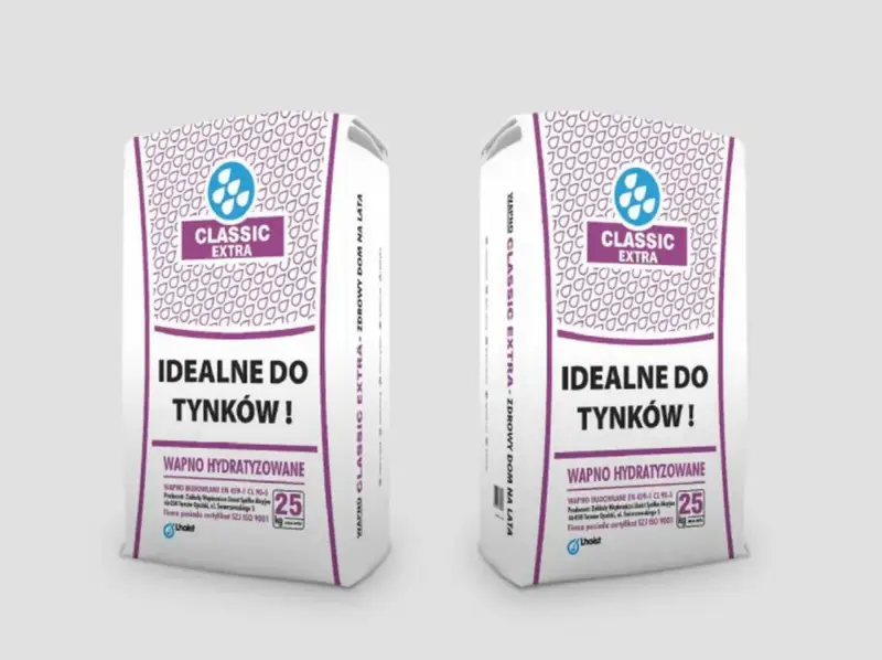 Dwie torby wapna hydratyzowanego Classic Extra, idealne do tynków. Opakowanie 25 kg.