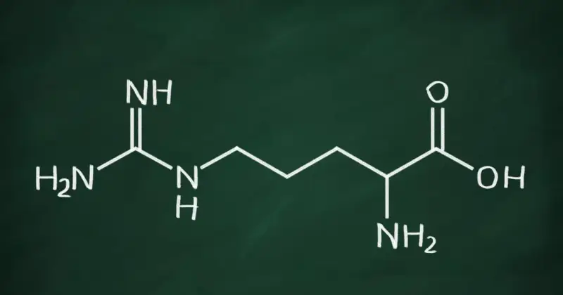 Struktura chemiczna L-argininy. Zrozumienie jej budowy pomaga w analizie potencjalnych l-arginina skutki uboczne.