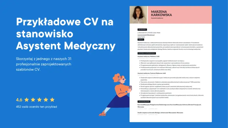 CV Asystenta Medycznego z 10-letnim doświadczeniem zawodowym, podkreślające umiejętności w obsłudze pacjenta i administracji medycznej.