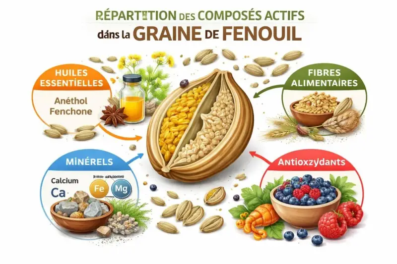La graine de fenouil révèle ses trésors : huiles essentielles, fibres, minéraux et antioxydants.