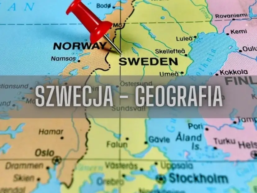 Mapa pokazuje Szwecję, Norwegię i Finlandię. Czerwony pinezka zaznacza Szwecję, sugerując pytanie: czy Szwecja ma dostęp do Morza Północnego?